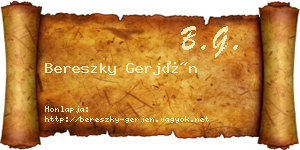 Bereszky Gerjén névjegykártya